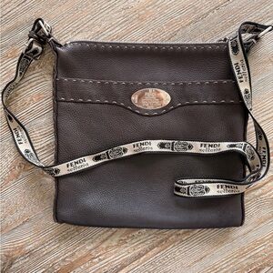 Fendi Crossbody Selleria Leather Zip Top Messenger Bag Brown COLLECTOR’S ITEM